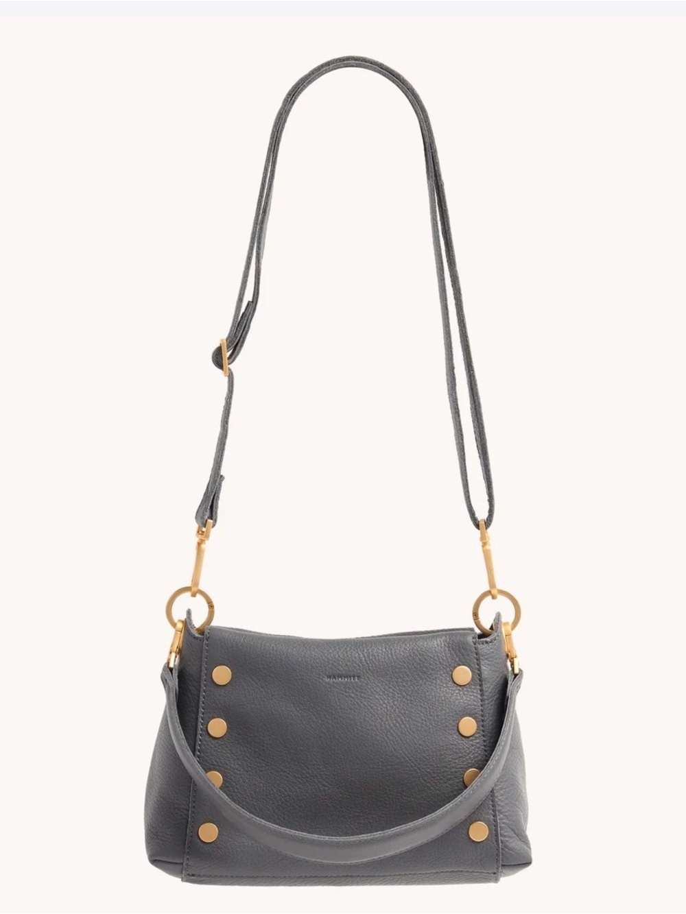 NWOT Hammitt Bluish Gray Leather Shoulder Bag with Gold Stud Accents MSRP$495 - Picture 4 of 15